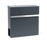 Wiltec Boîte aux Lettres Murale ou sur Pied Design & Porte-journaux V50, Verrouillable, Gris Anthracite, Acier, 370 x 105 x 370 mm, Fente