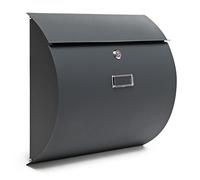 Wiltec Boîte aux lettres murale ou sur pied design V17, Verrouillable, Gris anthracite, Acier galvanisé, 375 x 108 x 330 mm, avec Po
