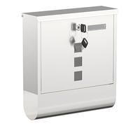 Wiltec Boîte aux Lettres Murale ou sur Pied & Porte-journaux, Verrouillable, Couleur argentée, Acier INOX, 305 x 95 x 335 mm, Fenêtres et Porte-nom