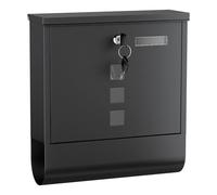 Wiltec Boîte aux lettres murale ou sur pied et Porte-journaux, Verrouillable, Noire, Acier galvanisé, 305 x 100 x 338 mm, Fenêtres e