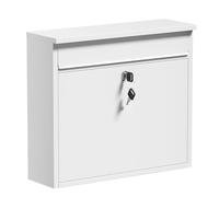 Wiltec Boîte aux Lettres Murale ou sur Pied V13, Verrouillable, Blanche, Acier galvanisé, 360 x 105 x 315 mm, Fente et clapet pour courrier