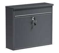 Wiltec Boîte aux Lettres Murale ou sur Pied V13, Verrouillable, Gris Anthracite, Acier galvanisé, 360 x 105 x 315 mm, Fente et clapet pour courrier