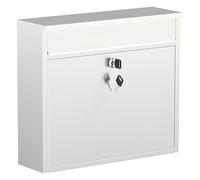 Wiltec Boîte aux Lettres Murale V13 Verrouillable Couleur argentée pour courrier, 360 x 115 x 320 mm, en Acier INOX, avec Fente et clapet