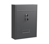Wiltec Boîte aux Lettres Murale verrouillable V10 Anthracite pour courrier, 260 x 85 x 350 mm, Revêtement par Poudre, Fente 22 x 2,5 cm, avec Porte-nom