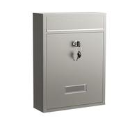 Wiltec Boîte aux Lettres Murale verrouillable V10 Grise pour courrier, 260 x 90 x 350 mm, en Acier INOX, Fente 220 x 25 mm, avec Porte-nom