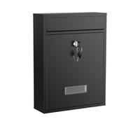 Wiltec Boîte aux Lettres Murale verrouillable V10 Noire pour courrier, 260 x 90 x 350 mm, Revêtement par Poudre, Fente 24 x 4 cm, avec Porte-nom