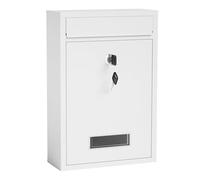 Wiltec Boîte aux Lettres Murale verrouillable V11 Blanche pour courrier, 215 x 90 x 320 mm, Revêtement par Poudre, Fente 191 x 36 mm, avec Porte-nom