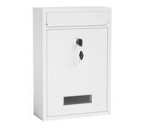Wiltec Boîte aux lettres murale verrouillable V11 blanche pour courrier, 216 x 85 x 320 mm, Revêtement par poudre, Fente 191 x 36 mm