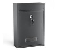 Wiltec Boîte aux Lettres Murale verrouillable V2 Anthracite pour courrier, 215 x 90 x 320 mm, Revêtement par Poudre, Fente 191 x 36 mm, avec Porte-nom