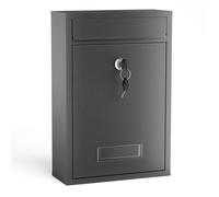 Wiltec Boîte aux lettres murale verrouillable V2 anthracite pour courrier, 216 x 85 x 320 mm, Revêtement par poudre, Fente 191 x 36