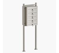 Wiltec Boîte aux Lettres sur Pieds Acier INOX 556 x 270 x 1500 mm, avec 5 Compartiments verrouillables et Porte-nom, pour Courrier