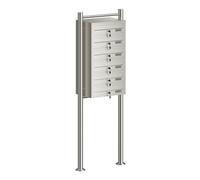 Wiltec Boîte aux Lettres sur Pieds Acier INOX 556 x 270 x 1500 mm, avec 6 Compartiments verrouillables et Porte-nom, pour Courrier