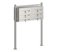 Wiltec Boîte aux Lettres sur Pieds Acier INOX 945 x 270 x 1200 mm, avec 6 Compartiments verrouillables 2x3 et Porte-nom, pour Courrier