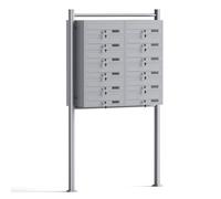 Wiltec Boîte aux Lettres sur Pieds Argentée 945 x 270 x 1500 mm, avec 12 Compartiments verrouillables 2x6 et Porte-nom, Revêtement en Poudre, pour Courrier