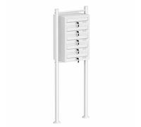 Wiltec Boîte aux Lettres sur Pieds Blanche 513 x 270 x 1500 mm, avec 5 Compartiments verrouillables et Porte-nom, Revêtement en Poudre, pour Courrier