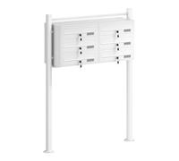 Wiltec Boîte aux Lettres sur Pieds Blanche 945 x 270 x 1200 mm, avec 6 Compartiments verrouillables 2x3 et Porte-nom, Revêtement en Poudre, pour Courrier