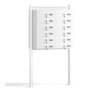 Wiltec Boîte aux Lettres sur Pieds Blanche 945 x 270 x 1500 mm, avec 12 Compartiments verrouillables 2x6 et Porte-nom, Revêtement en Poudre, pour Courrier