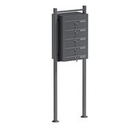 Wiltec Boîte aux Lettres sur Pieds Gris Anthracite 556 x 270 x 1500 mm, avec 5 Compartiments verrouillables et Porte-nom, Revêtement en Poudre, pour Courrier