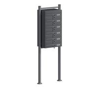 Wiltec Boîte aux Lettres sur Pieds Gris Anthracite 556 x 270 x 1500 mm, avec 6 Compartiments verrouillables et Porte-nom, Revêtement en Poudre, pour Courrier