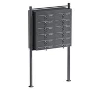 Wiltec Boîte aux Lettres sur Pieds Gris Anthracite 945 x 270 x 1500 mm, avec 12 Compartiments verrouillables 2x6 et Porte-nom, Revêtement en Poudre, pour Courrier