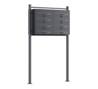 Wiltec Boîte aux Lettres sur Pieds Gris Anthracite 945 x 270 x 1500 mm, avec 8 Compartiments verrouillables 2x4 et Porte-nom, Revêtement en Poudre, pour Courrier