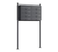 Wiltec Boîte aux Lettres sur Pieds Gris Anthracite 945 x 270 x 1500 mm, avec 8 Compartiments verrouillables 2x4 et Porte-nom, Revêtement en Poudre, pour Courrier