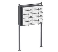 Wiltec Boîte aux Lettres sur Pieds Gris Anthracite/Blanche 945 x 270 x 1500 mm, avec 10 Compartiments verrouillables 2x5 et Porte-nom, Revêtement en Poudre, pour Courrier
