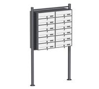 Wiltec Boîte aux Lettres sur Pieds Gris Anthracite/Blanche 945 x 270 x 1500 mm, avec 12 Compartiments verrouillables 2x6 et Porte-nom, Revêtement en Poudre, pour Courrier