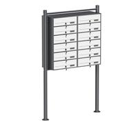 Wiltec Boîte aux Lettres sur Pieds Gris Anthracite/Blanche 945 x 270 x 1500 mm, avec 12 Compartiments verrouillables 2x6 et Porte-nom, Revêtement en Poudre, pour Courrier