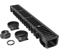 Wiltec Caniveau – 1000 x 140 x 115 mm – Capacité de charge 25 t – avec Grille de recouvrement en fonte – Drainage Eaux usées Rigole Évacuation Garage