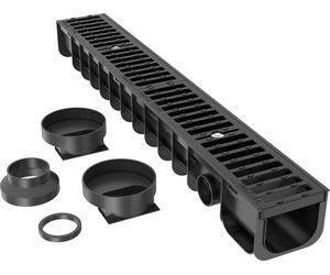 Wiltec Caniveau – 1000 x 140 x 115 mm – Capacité de charge 25 t – avec Grille de recouvrement en fonte – Drainage Eaux usées Rigole Évacuation Garage