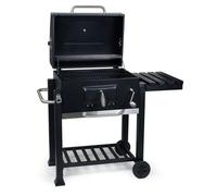 Wiltec Chariot Barbecue à Charbon 1130x475x 1000mm Clapet anti-feu Hauteur réglable Thermomètre Espaces rangement Ouvre-bouteille Gr
