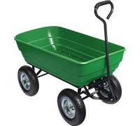 Wiltec Chariot de jardin à main – 1170 x 575 x 620 mm – Volume 125 L – Capacité de charge 350 kg – avec Benne basculante et 4 Roues – Remorque Brouette jardinerie