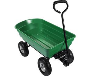 Wiltec Chariot de jardin à main – 930 x 505 x 510 mm – Volume 75 L – Capacité de charge 240 kg – avec Benne basculante et 4 Roues – Remorque Brouette jardinerie