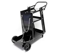 Wiltec Chariot de Poste à souder Mobile - 765 x 745 x 385 mm - avec 4 Roues, 3 Racks de Rangement et chaînes de rétention - Chariot d’Atelier de soudage et brasage