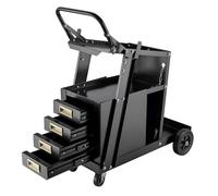 Wiltec Chariot de Poste à souder Mobile - avec 4 Roues, 4 tiroirs et chaînes de rétention - Chariot d’Atelier de soudage et brasage