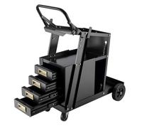 Wiltec Chariot de poste à souder mobile - avec 4 roues, 4 tiroirs et chaînes de rétention - Chariot d’atelier de soudage et brasage