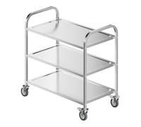 WilTec Chariot de Service - 936 x 560 x 945 mm - Acier affiné - 3 Étagères - Jusqu’à 150kg - Desserte Table servante Mobile avec Frein