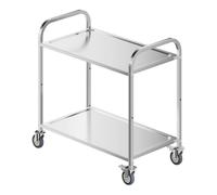 WilTec Chariot de Service - 940 x 560 x 940 mm - Acier affiné - 2 Étagères - Jusqu’à 150kg - Desserte Table servante Mobile avec Frein