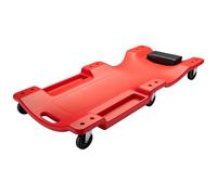 WilTec Chariot de Visite Mécanicien 101,5 x 47,5 x 11,6 cm Rouge 180 kg Appui-tête et Range-Outils Planche à roulettes pivotantes Siège d’Atelier Coulissant Ergonomique Garage Auto