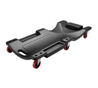 Wiltec Chariot de visite Mécanicien 90 x 40 x 14 cm Noir 90kg Appui-tête Range-outils Planche à Roulettes pivotantes Siège d’atelier