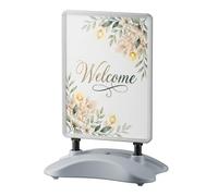 Wiltec Chevalet stop-trottoir double face avec réservoir d’eau et cadre aluminium – 79 x 50 x 114,5 cm – pour Affiches A1 – Panneau porte affiche – Publicité Commerce