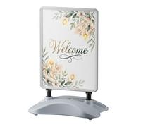 Wiltec Chevalet stop-trottoir double face avec réservoir d’eau et cadre aluminium – 79 x 50 x 114,5 cm – pour Affiches A1 – Panneau porte affiche – Publicité Commerce