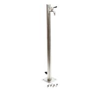 Wiltec Colonne d’eau - en Acier inoxydable - 95,5 cm - Forme ronde - avec Robinet d’eau & Raccord Résistant aux UV et au Gel - Point d'eau Distributeur extérieur Puits pour Jardin Jardinage