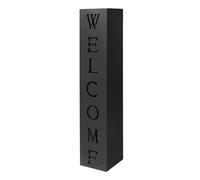 Wiltec Colonne pour plantes design - 100 x 20 x 20 cm - couleur Noire - avec motif Welcome - pot de fleur pour Décoration jardin