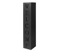 Wiltec Colonne pour plantes design – 100 x 20 x 20 cm – couleur Noire – avec motif Welcome – pot de fleur pour Décoration jardin