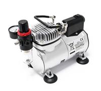 Wiltec Compresseur à membrane Aérographe Airbrush AF18-2 - Monocylindrique - 4 bar - Diaphragme - Sans huile - Système coupure autom