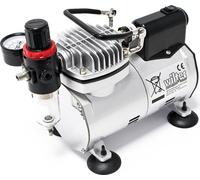 Wiltec Compresseur à membrane Aérographe Airbrush AF18-2 – Monocylindrique – 4 bar – Diaphragme – Sans huile – Système coupure automatique et Manomètre – Aérographie, modélisme, manucure, tatouage