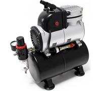 Wiltec Compresseur à membrane Aérographe Airbrush AF189 – Monocylindrique – 6 bar – Diaphragme – Sans huile – Réservoir d'air et Manomètre – Aérographie, modélisme, manucure, tatouage