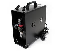 Wiltec Compresseur à membrane Aérographe Airbrush AF189A - Monocylindrique - 6 bar - Diaphragme - Sans huile - Réservoir d'air et Manomètre - Aérographie, modélisme, manucure, tatouage